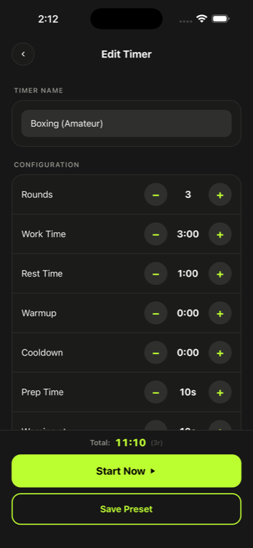 Strike Timer preset editor